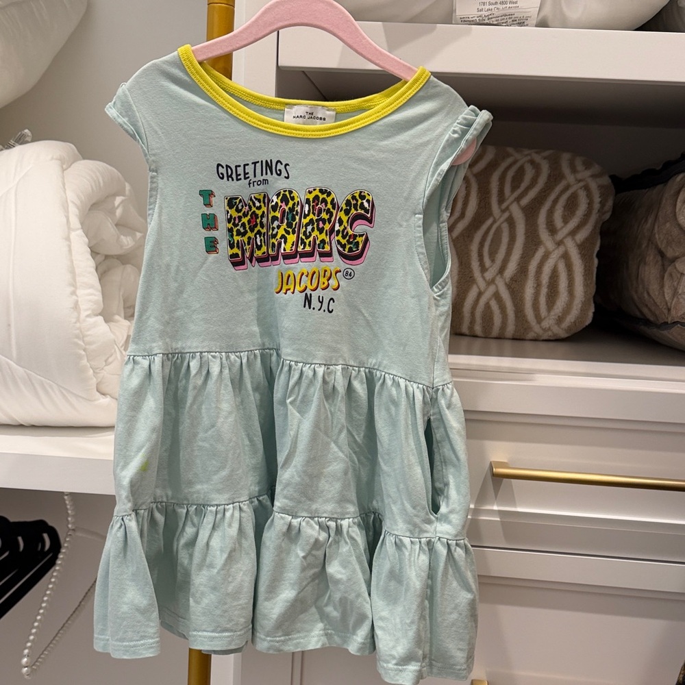 Marc Jacobs Kids Aqua Dress with Yellow Trim